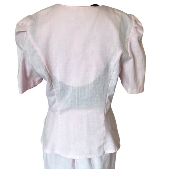 Halmode Petites Vintage Suit Embroidered Jacket Elastic Waist Skirt Pink Size 12 - Picture 10 of 11